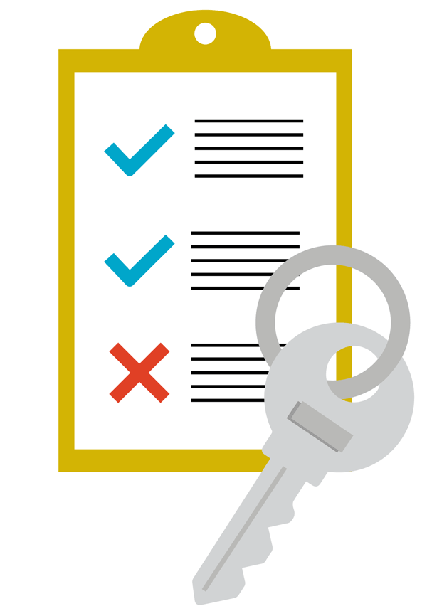 checklist with set of keys